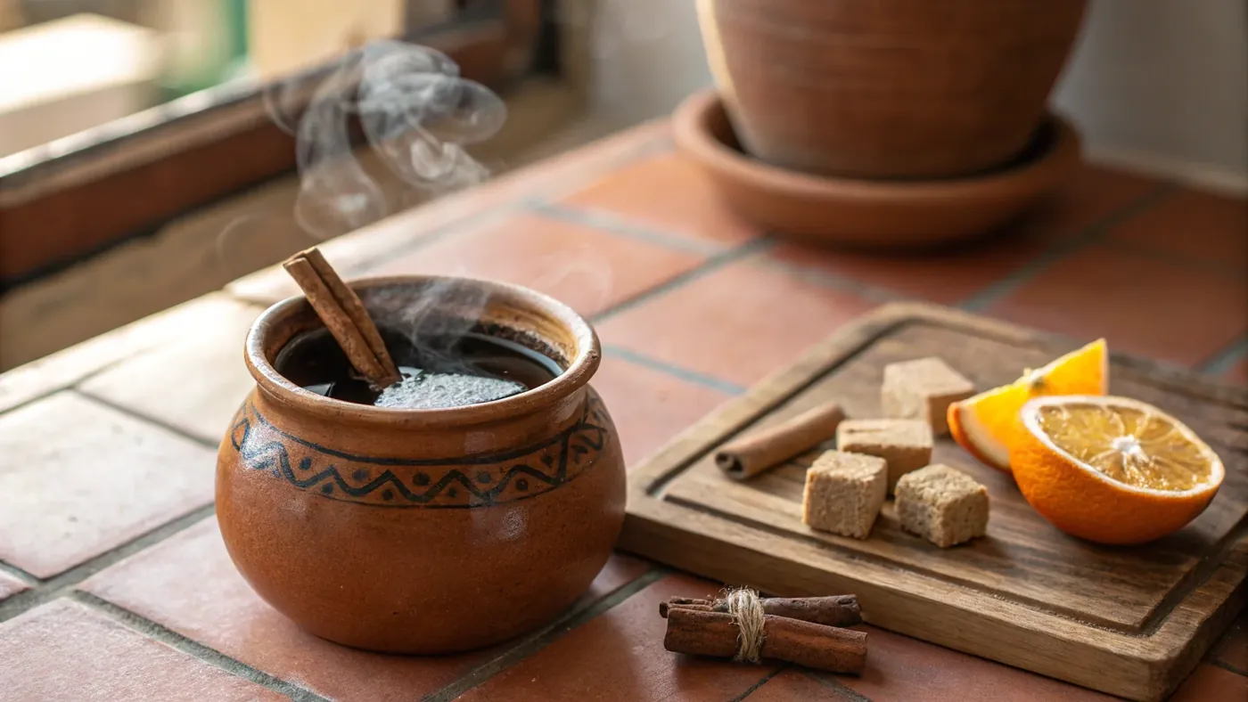 Café de olla — мексиканский кофе в глиняном горшке с палочкой корицы и панелой