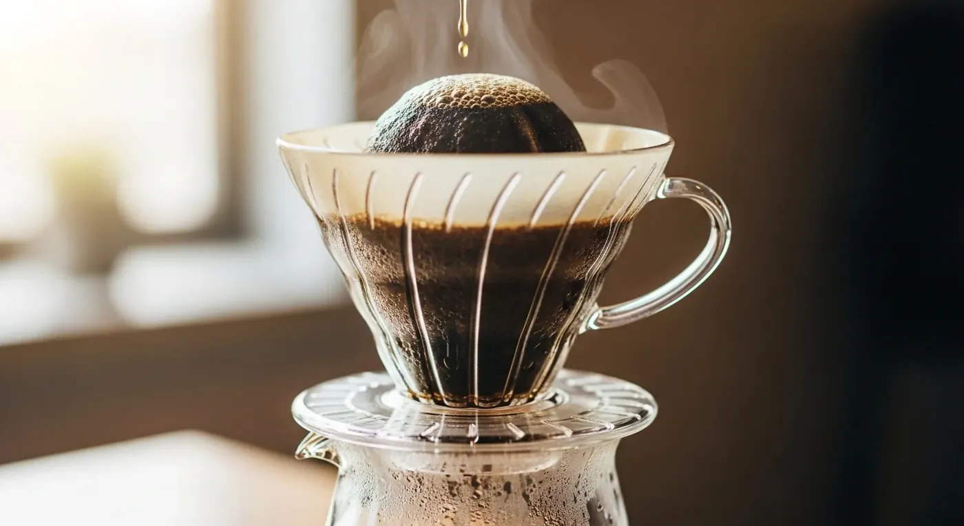 Предсмачивание кофе в V60 — кофе вспучивается при bloom