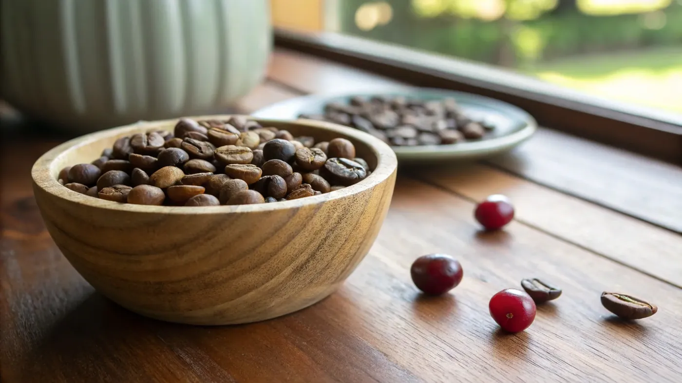 Tanzania Peaberry — уникальные круглые зёрна арабики в сравнении с обычными плоскими